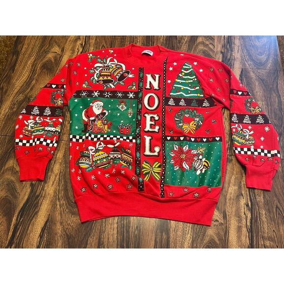 Vtg Nutcracker Red Sweatshirt Womens Sz M Ugly Christmas Sweater Holiday - Picture 1 of 12